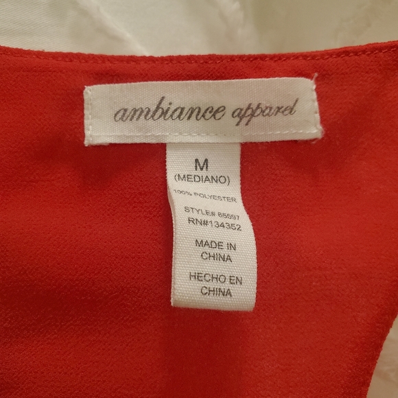 Ambiance Apparel, M, 100% Polyester, Racerback tank, Gently used, Red - Picture 4 of 4